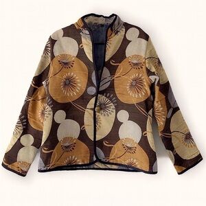 Trimdin Reversible Artisan Floral Patterned Brown Gray Jacket Size Large